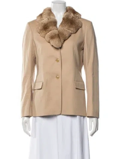 Pre-owned Luciano Barbera Wool Fur Trim Skirt Set In Neutrals