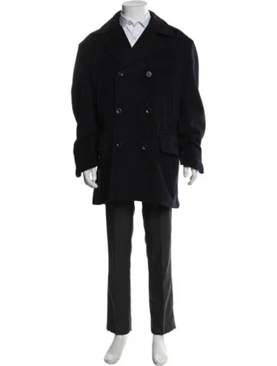 Pre-owned Luciano Barbera Wool Peacoat In Black