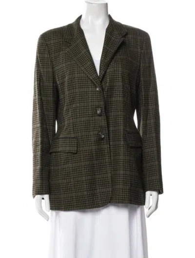 Pre-owned Luciano Barbera Wool Plaid Print Blazer In Green