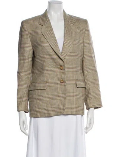 Pre-owned Luciano Barbera Wool Plaid Print Blazer In Neutral