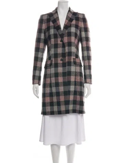 Pre-owned Luciano Barbera Wool Plaid Print Coat In Multicolor