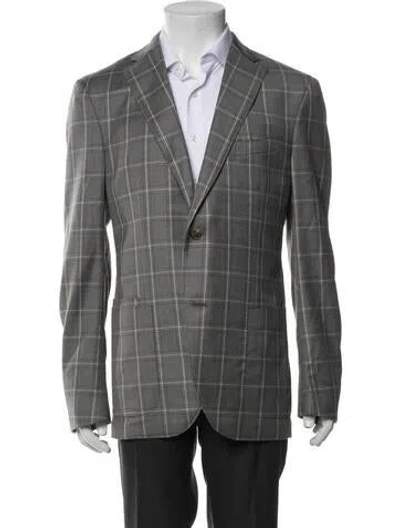 Pre-owned Luciano Barbera Wool Plaid Print Two-piece Blazer In Green