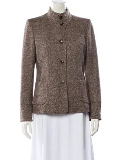 Pre-owned Luciano Barbera Wool Printed Evening Jacket In Brown