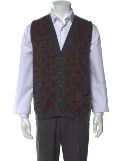 Pre-owned Luciano Barbera Wool Printed Sweater Vest In Gray