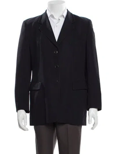 Pre-owned Luciano Barbera Wool Striped Blazer In Black
