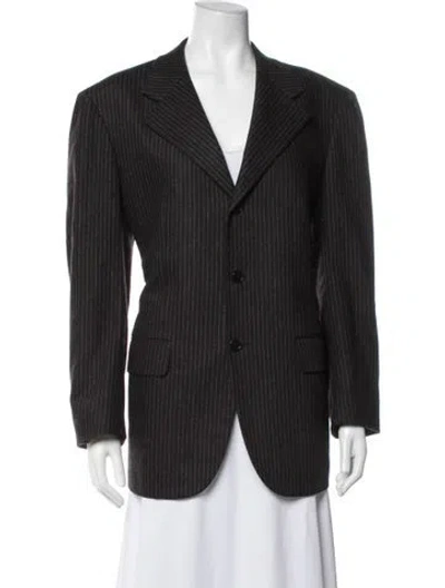 Pre-owned Luciano Barbera Wool Striped Blazer In Black