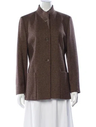 Pre-owned Luciano Barbera Wool Striped Blazer In Brown