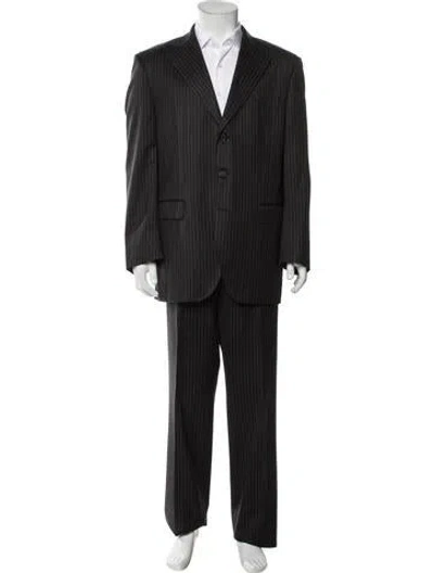 Pre-owned Luciano Barbera Wool Striped Two-piece Suit In Black