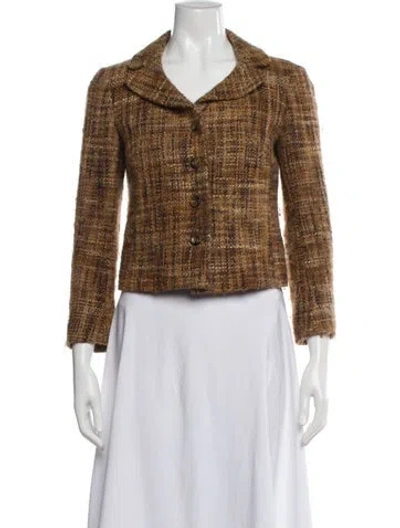 Pre-owned Luciano Barbera Wool Tweed Pattern Blazer In Brown