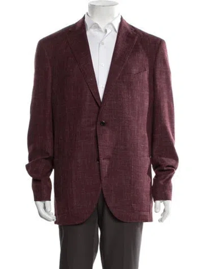 Pre-owned Luciano Barbera Wool Tweed Pattern Blazer In Burgundy