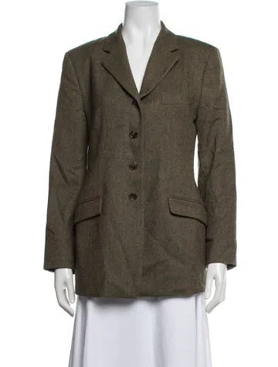 Pre-owned Luciano Barbera Wool Tweed Pattern Blazer In Green