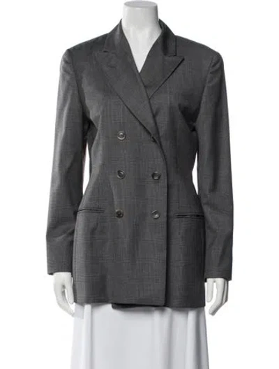 Pre-owned Luciano Barbera Wool Tweed Pattern Blazer In Grey