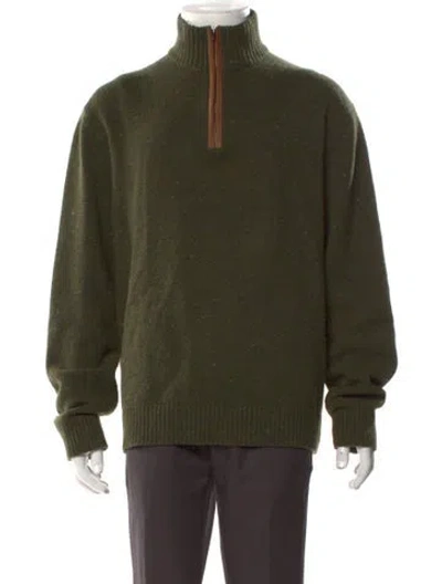 Pre-owned Luciano Barbera Wool Tweed Pattern Pullover In Green