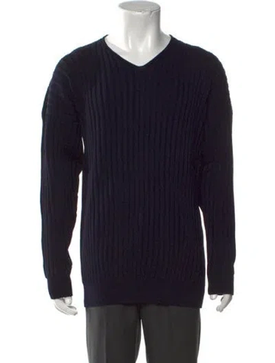 Pre-owned Luciano Barbera Wool V-neck Pullover In Blue