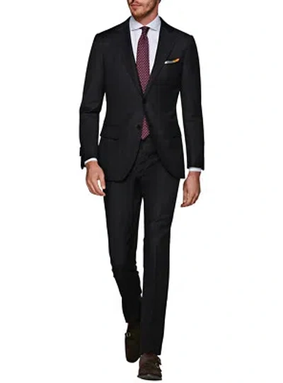 Pre-owned Luciano Natazzi Italian Mens Suit 160s Cashmere Wool 2 Button Jacket In Black