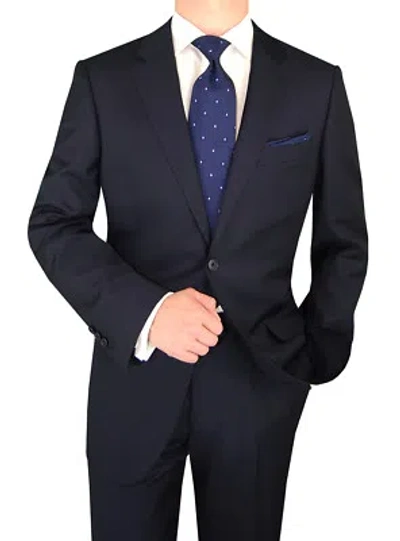 Pre-owned Luciano Natazzi Italian Mens Suit 160s Cashmere Wool 2 Button Jacket In Blue