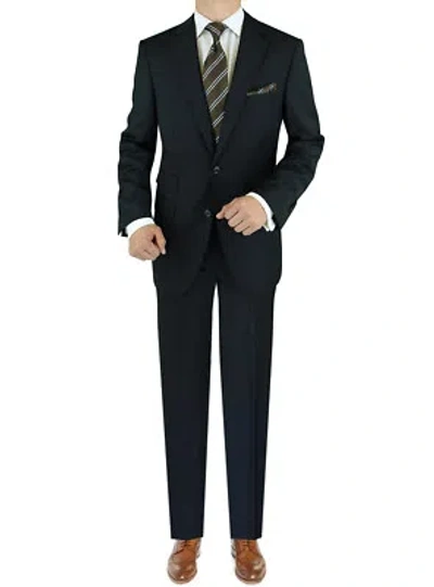 Pre-owned Luciano Natazzi Italian Mens Suit 180s Cashmere Wool Ticket Pocket In Black