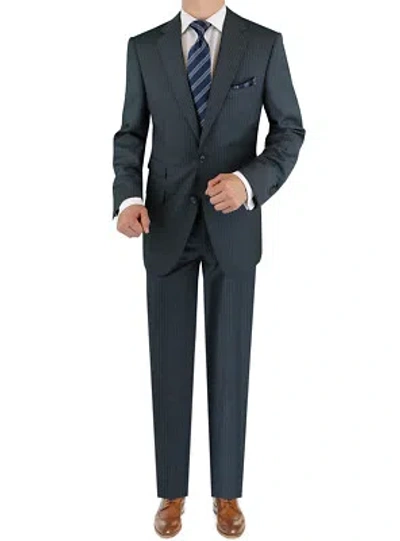 Pre-owned Luciano Natazzi Italian Mens Suit 180s Cashmere Wool Ticket Pocket In Gray