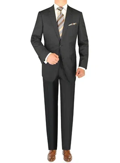 Pre-owned Luciano Natazzi Mens Two Button 160s Cashmere Wool Suit In Gray Stripe