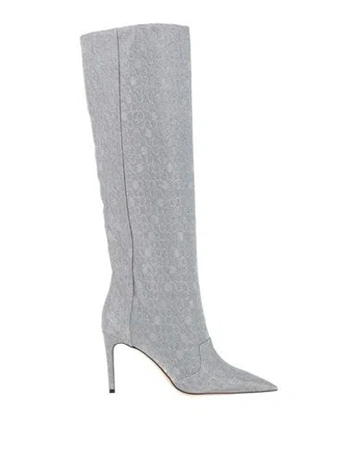 Luciano Padovan Woman Boot Silver Size 8 Textile Fibers In Gray