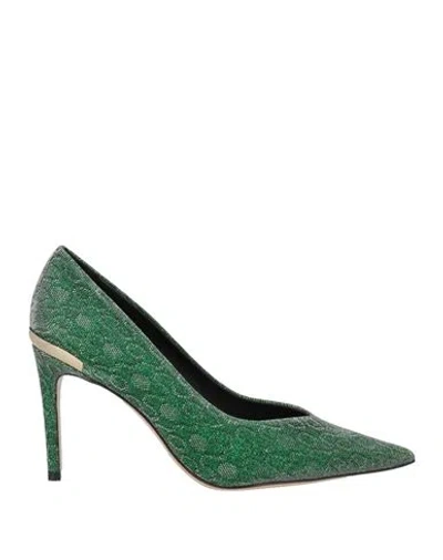 LUCIANO PADOVAN LUCIANO PADOVAN WOMAN PUMPS EMERALD GREEN SIZE 8 TEXTILE FIBERS