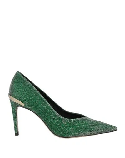Luciano Padovan Woman Pumps Green Size 11 Textile Fibers