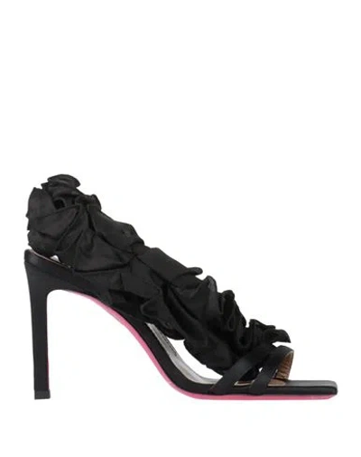 Luciano Padovan Woman Sandals Black Size 8 Textile Fibers