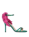 Luciano Padovan Woman Sandals Green Size 8 Textile Fibers