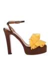 Luciano Padovan Woman Sandals Yellow Size 8 Textile Fibers In Yellow