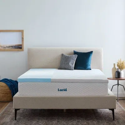 Lucid Gel Memory Foam Mattress Topper With Cover In White