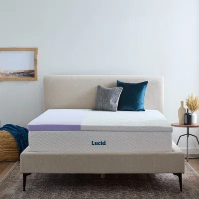 Lucid Lavender And Gel Memory Foam Mattress Topper With Cover In White