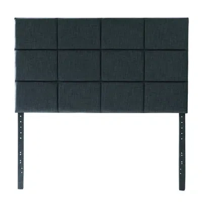 Lucid Upholstered Adjustable Height 47.51" - 59.45" Modern Headoard With Rectagle Tufting, Oat, Queen In Dark Gray