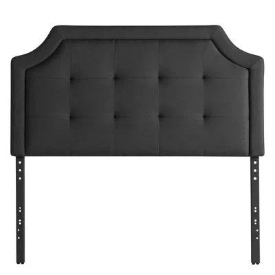 Lucid Upholstered Adjustable Height 51.3"–59.1" Headoard With Scooped Cornners And Square Tufting, Charcoa In Dark Gray