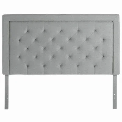 Lucid Upholstered Adjustable Height 51.3"–59.1" Headoard With Square Border And Diamond Tufting, Charcoal, In Light Gray