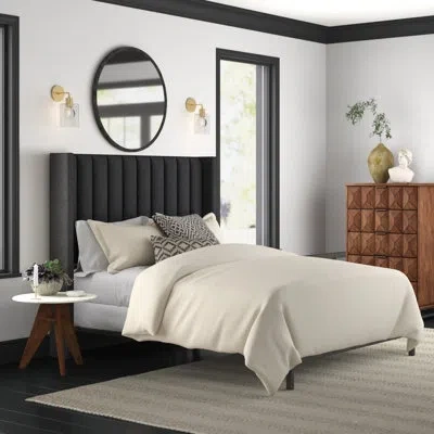 Lucid Upholstered Wingback Headboard In Dark Gray