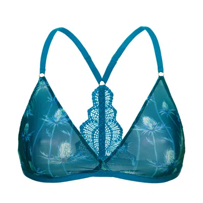 Luciela Women's Green Sheer Teal Thistle Bralette
