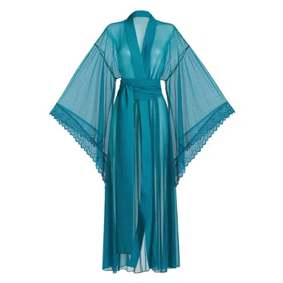 Luciela Women's Green Teal Bell-sleeved Kimono