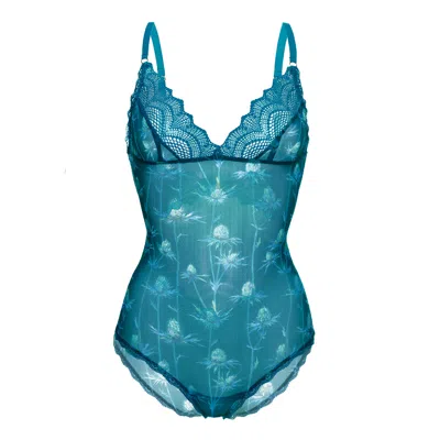 Luciela Women's Green Teal Thistle Bodysuit