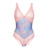 Luciela Women's Pink / Purple / Blue Pink Poppy Bodysuit In Pink/purple/blue