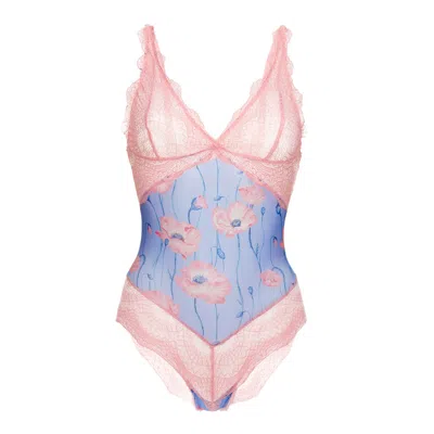 Luciela Women's Pink / Purple / Blue Pink Poppy Bodysuit In Pink/purple/blue