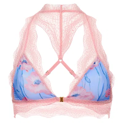 Luciela Women's Blue / Pink / Purple Pink Poppy Lace Bralette In Pink/purple