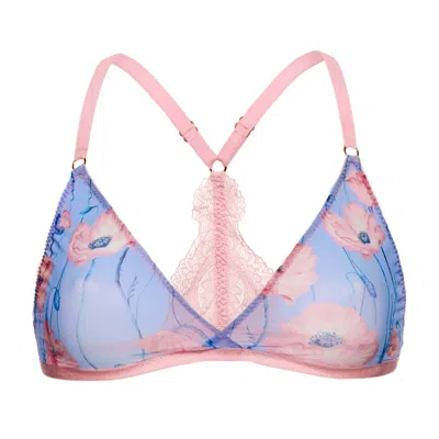 Luciela Women's Blue / Pink / Purple Sheer Pink Poppy Bralette In Pink/purple