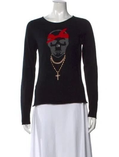 Pre-owned Lucien Pellat-finet Cashmere Graphic Print Sweater In Black