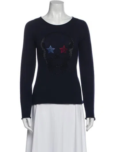Pre-owned Lucien Pellat-finet Cashmere Graphic Print Sweater In Blue