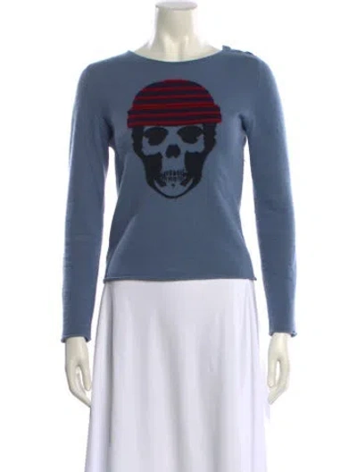 Pre-owned Lucien Pellat-finet Cashmere Graphic Print Sweater In Blue