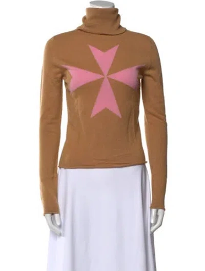 Pre-owned Lucien Pellat-finet Cashmere Graphic Print Sweater In Brown