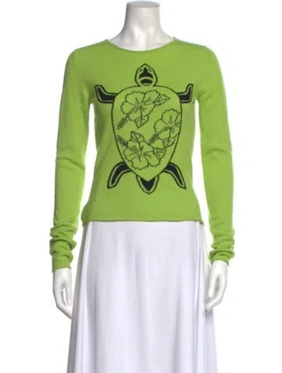 Pre-owned Lucien Pellat-finet Cashmere Graphic Print Sweater In Green