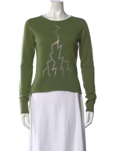 Pre-owned Lucien Pellat-finet Cashmere Graphic Print Sweater In Green