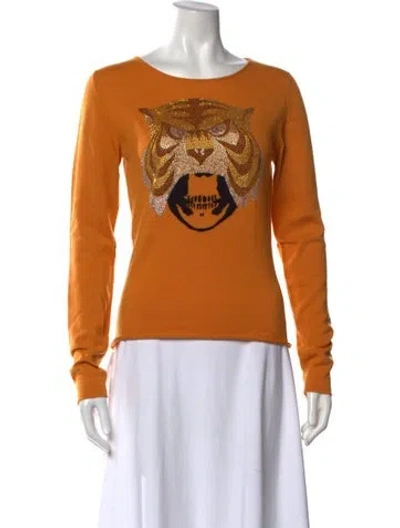 Pre-owned Lucien Pellat-finet Cashmere Graphic Print Sweater In Orange