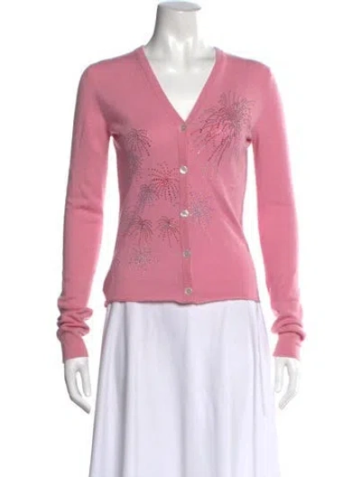 Pre-owned Lucien Pellat-finet Cashmere Graphic Print Sweater In Pink